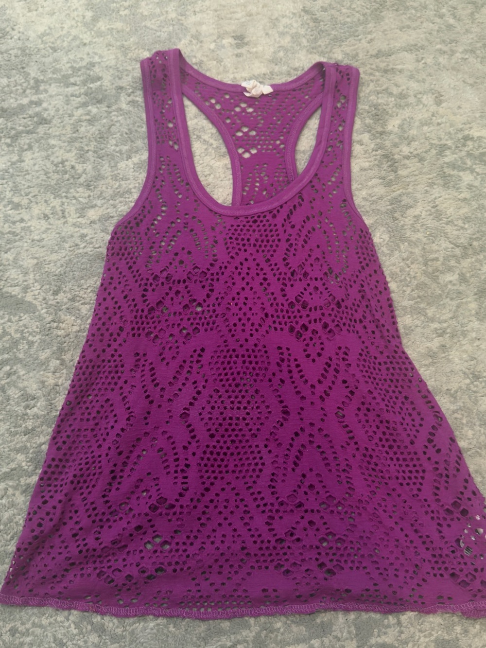 Women's Purple Crochet Racerback Tank Top